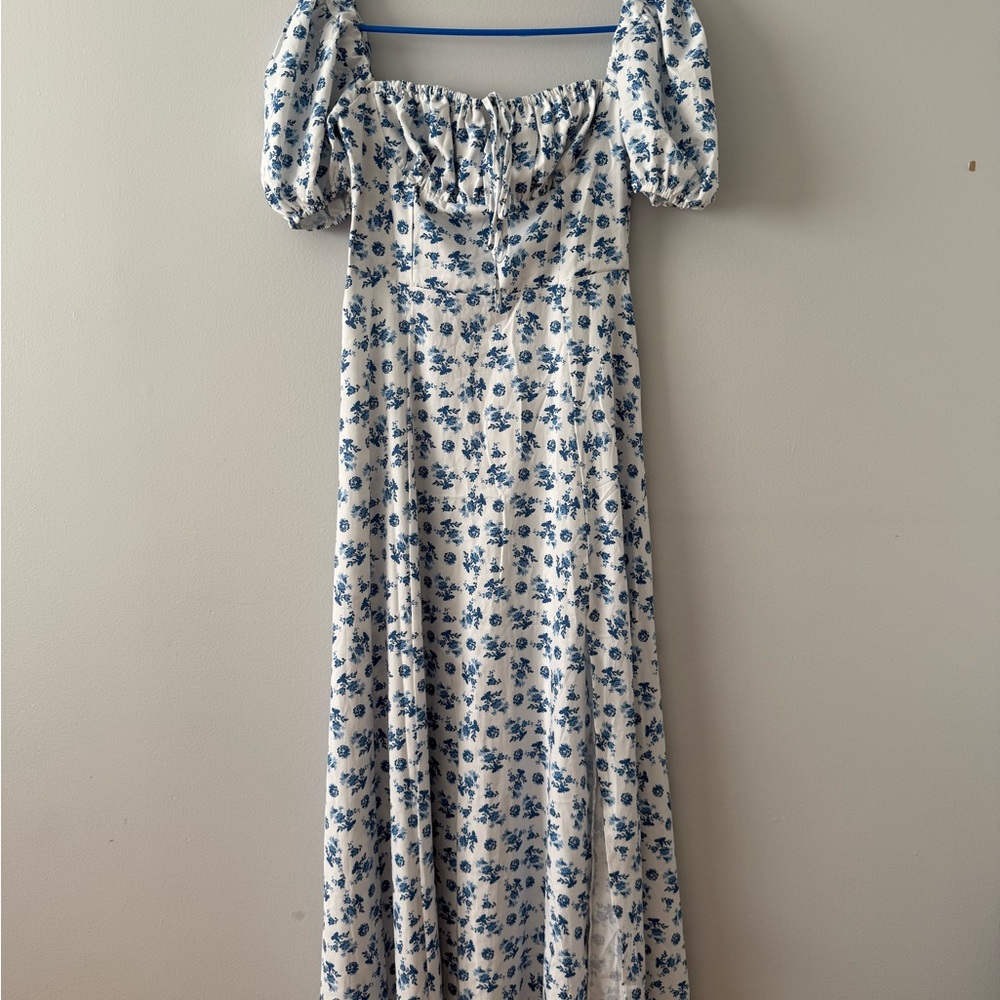 Black and White Puff Sleeve Maxi Sundress